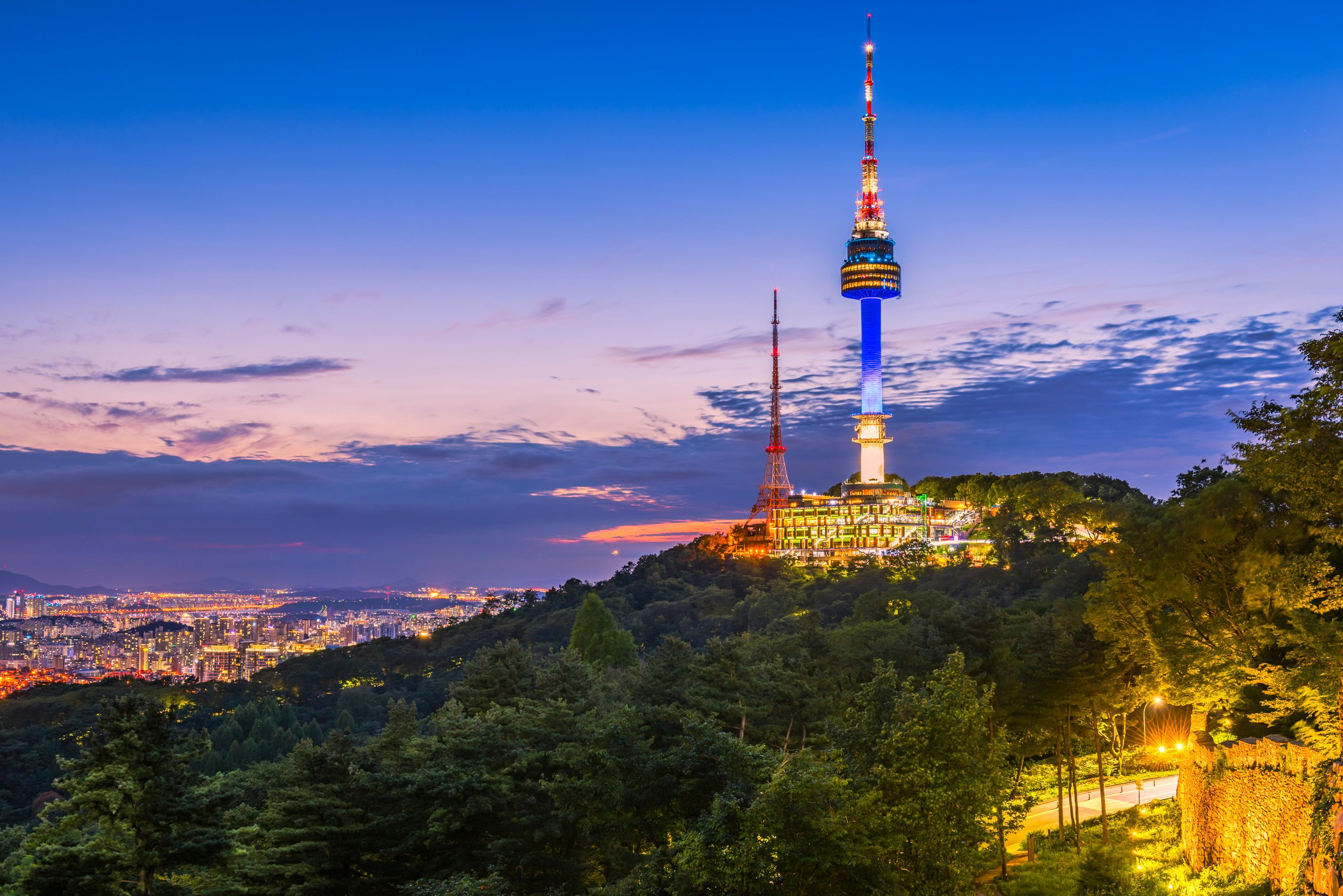 Sunset at Namsan Tower in Seoul,South Korea.